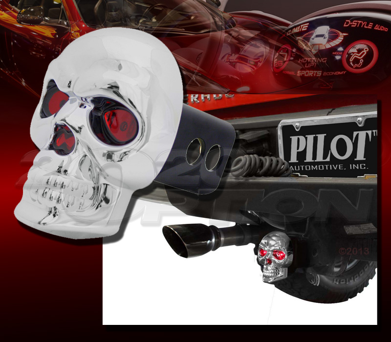 BULLY SKULL 1.25" 2" TRAILER TOWING HITCH RECEIVER COVER W/LED BRAKE