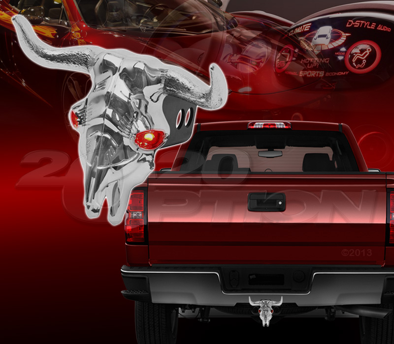BULLY BULL SKULL 1.25" 2" TRAILER TOWING HITCH RECEIVER COVER W/LED