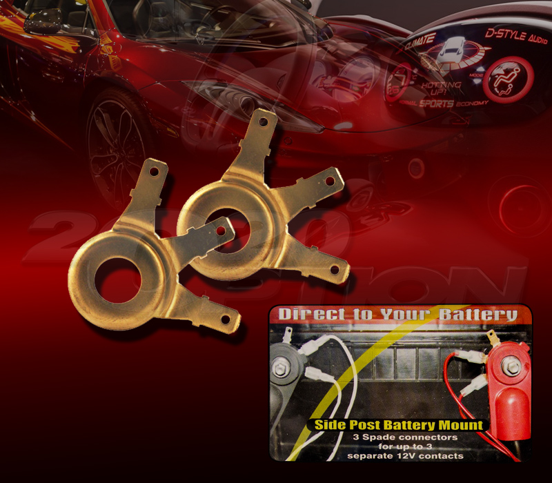 2 X 3 SPADE 12V VOLT TERMINAL QUICK CONNECT CONNECTORS SIDE POST