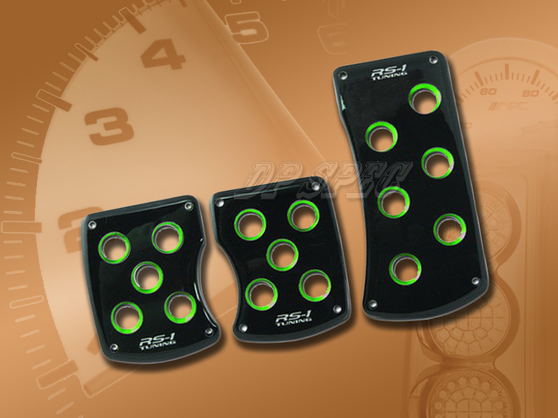 3PCS BLACK GREEN MANUAL BRAKE GAS CLUTCH RACING PEDAL PADS FOR CARS