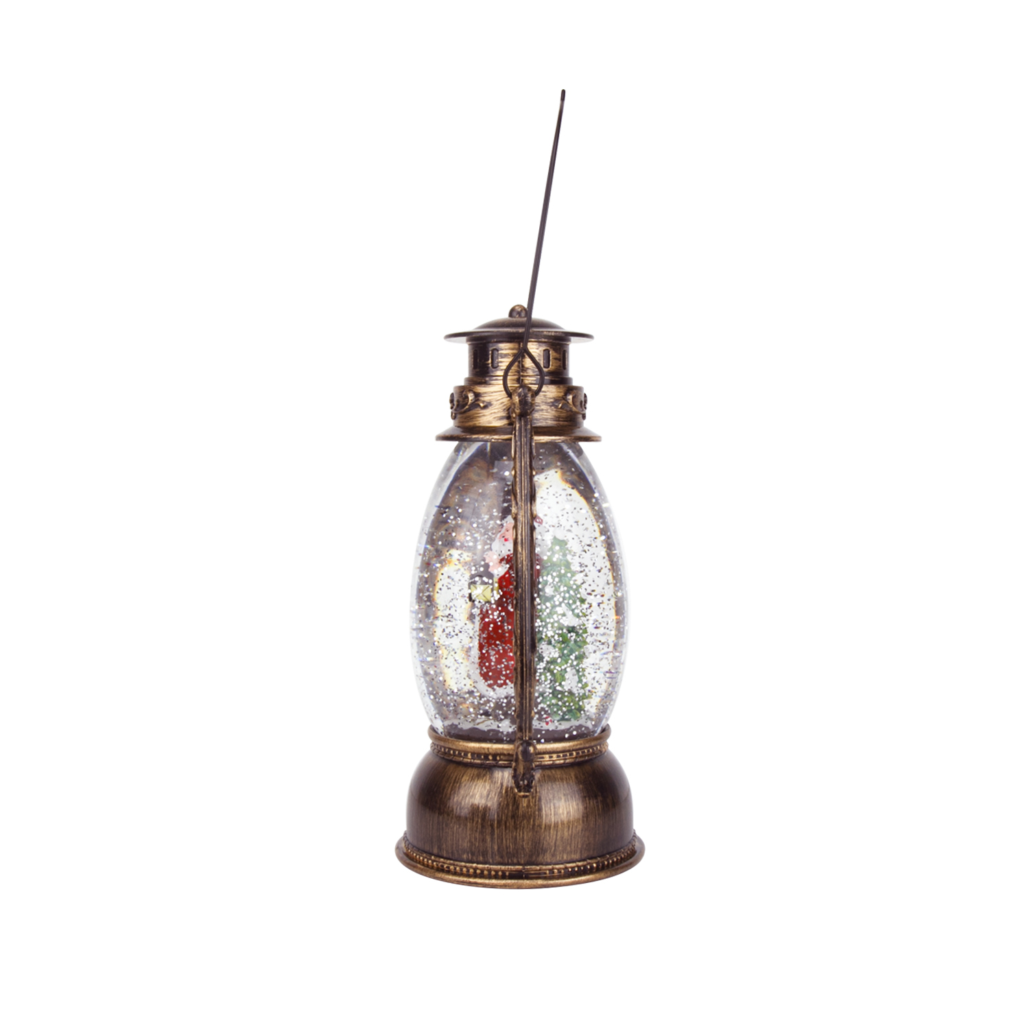Christmas Snow Globe LED Lighted Lantern Battery Operated Swirling ...
